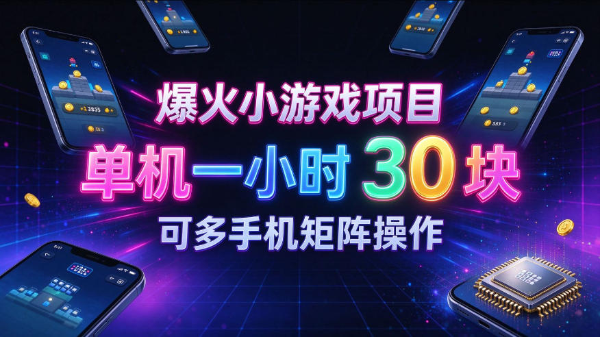 爆火小游戏撸金项目，实测单机一小时30+，可多手机矩阵操作，新手看完一遍就能上手【揭秘】-知创网