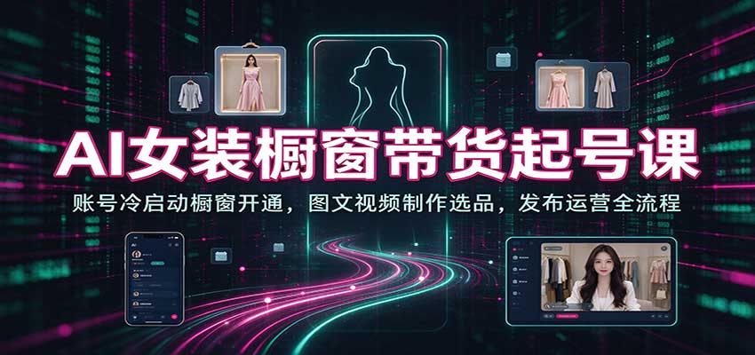 AI女装橱窗带货起号课:账号冷启动橱窗开通,图文视频制作选品,发布运营全流程-知创网