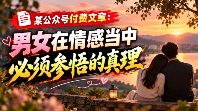 某公众号付费文章:男女在情感当中必须参悟的真理-知创网