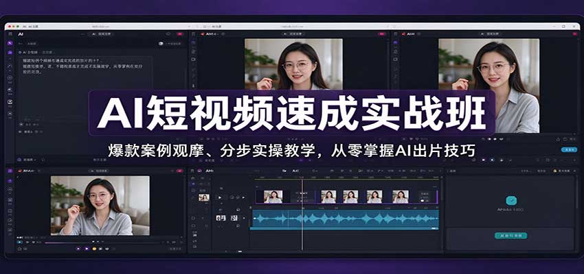 AI短视频速成实战班：爆款案例观摩、分步实操教学，从零掌握AI出片技巧-知创网