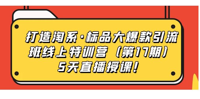 打造淘系·标品大爆款引流班线上特训营5天直播授课！-知创网