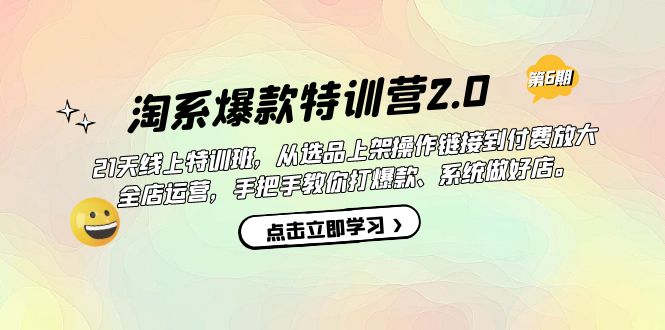 淘系爆款特训营2.0【第六期】从选品上架到付费放大 全店运营 打爆款 做好店-知创网