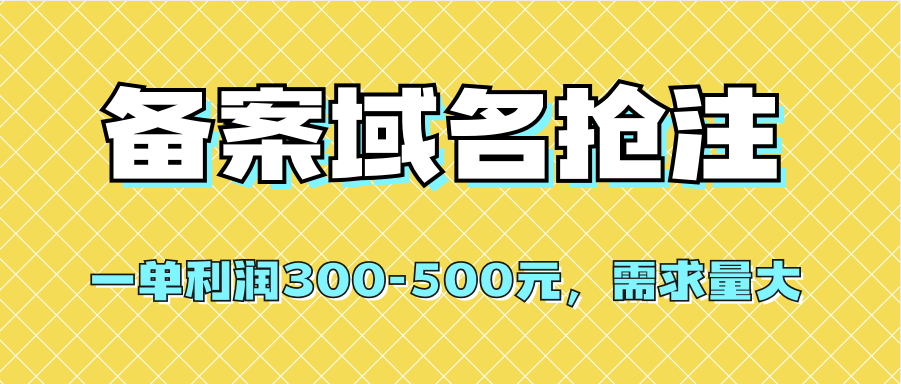 【全网首发】备案域名抢注，一单利润300-500元，需求量大-知创网