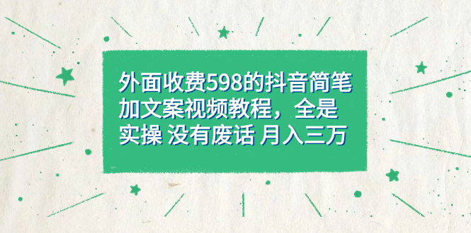 外面收费598抖音简笔加文案教程，全是实操 没有废话 月入三万（教程 资料）-知创网