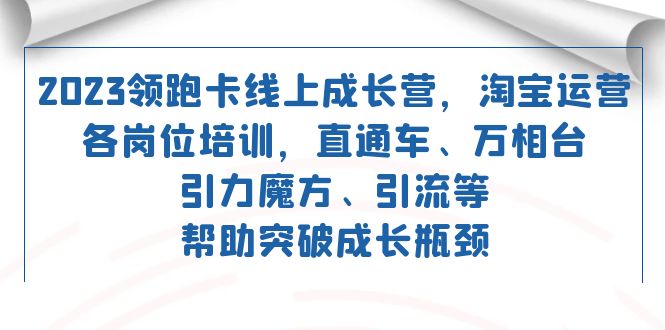 2023领跑·卡 线上成长营 淘宝运营各岗位培训 直通车 万相台 引力魔方 引流-知创网