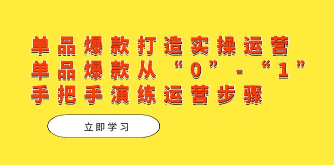 单品爆款打造实操运营，单品爆款从“0”-“1”手把手演练运营步骤-知创网
