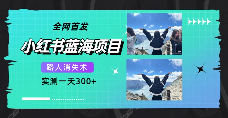 全网首发，小红书蓝海项目，路人消失术，实测一天300+（教程+工具）-知创网