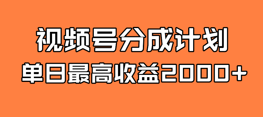 全新蓝海 视频号掘金计划 日入2000-知创网