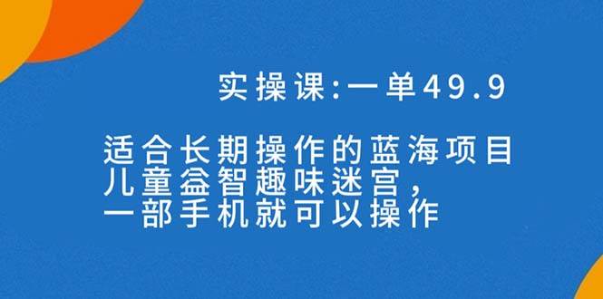 一单49.9长期蓝海项目，儿童益智趣味迷宫，一部-知创网