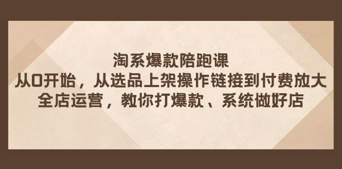 淘系爆款陪跑课 从选品上架操作链接到付费放大 全店运营 打爆款 系统做好店-知创网