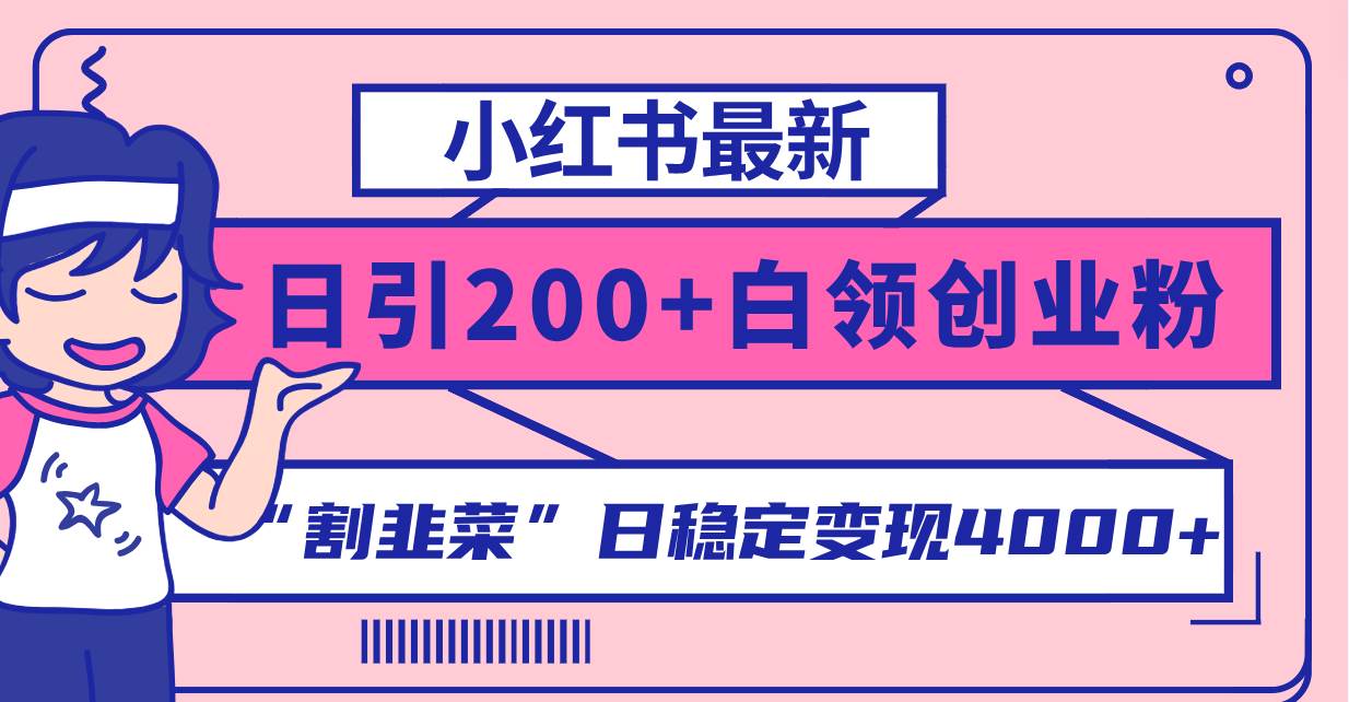 小红书最新日引200 创业粉”割韭菜“日稳定变现4000 实操教程！-知创网