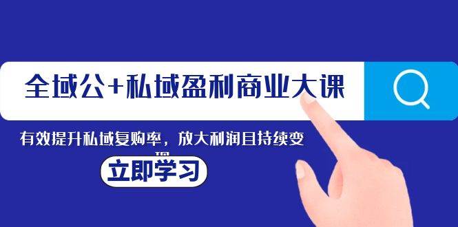 全域公 私域盈利商业大课，有效提升私域复购率，放大利润且持续变现-知创网
