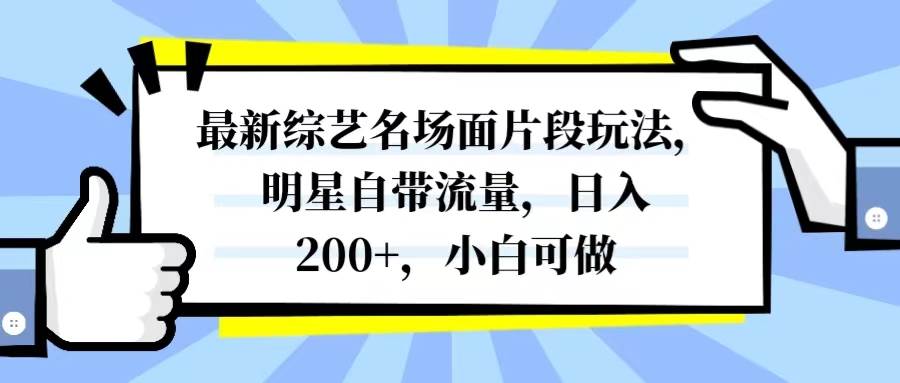 最新综艺名场面片段玩法，明星自带流量，日入200+，小白可做-知创网