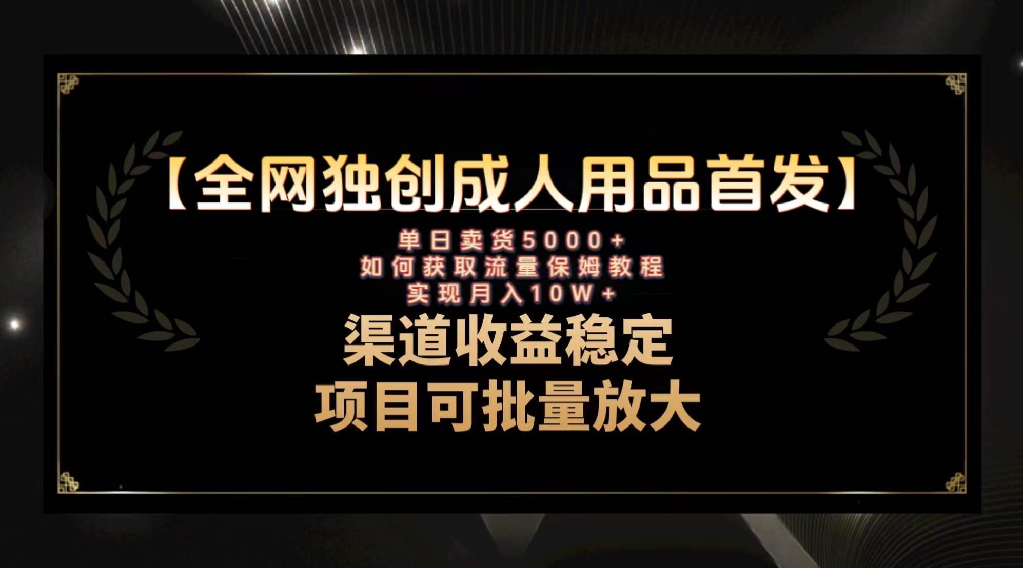 最新全网独创首发，成人用品赛道引流获客，月入10w保姆级教程-知创网
