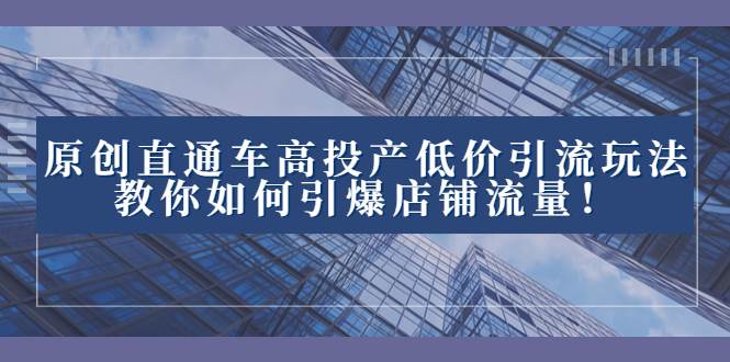 2023直通车高投产低价引流玩法，教你如何引爆店铺流量！-知创网
