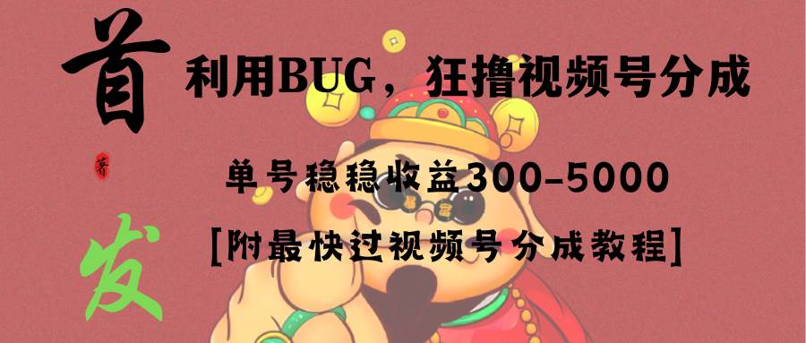 全网独家首发，视频号BUG，超短期项目，单号每日净收益300-5000！-知创网