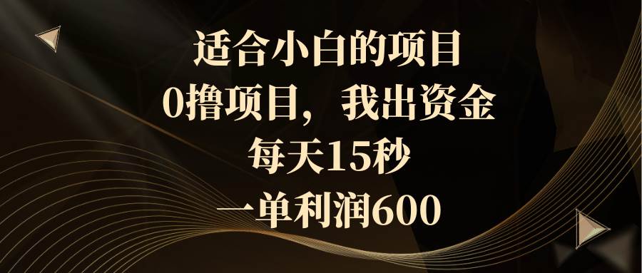 适合小白的项目，0撸项目，我出资金，每天15秒，一单利润600-知创网