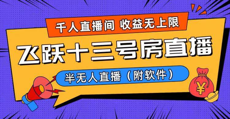 爆火飞跃十三号房半无人直播，一场直播上千人，日入过万！（附软件）-知创网