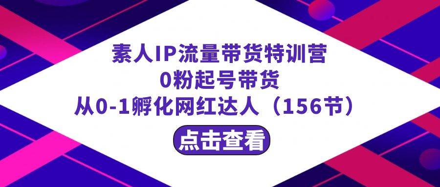 繁星·计划素人IP流量带货特训营：0粉起号带货 从0-1孵化网红达人（156节）-知创网