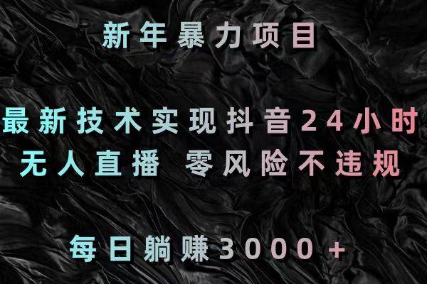 新年暴力项目，最新技术实现抖音24小时无人直播 零风险不违规 每日躺赚3000-知创网
