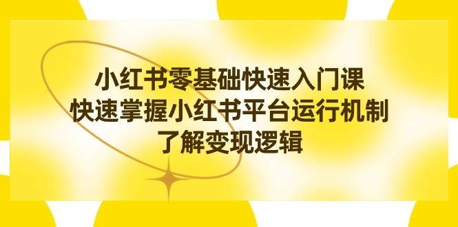 小红书0基础快速入门课，快速掌握小红书平台运行机制，了解变现逻辑-知创网