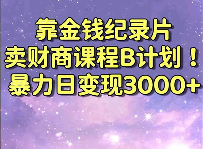 靠金钱纪录片卖财商课程B计划！暴力日变现3000+，喂饭式干货教程！-知创网
