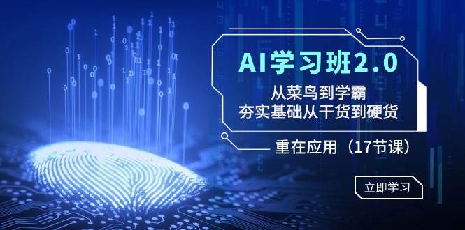 AI学习班2.0：从菜鸟到学霸，夯实基础从干货到硬货，重在应用（17节课）-知创网
