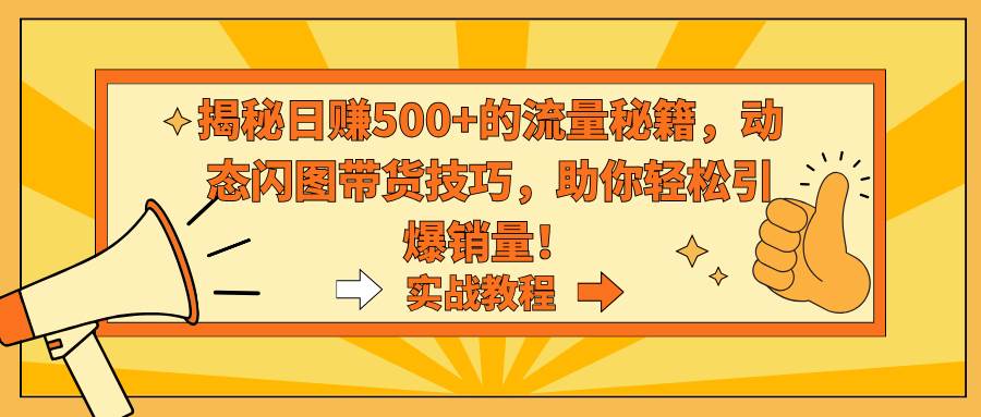 揭秘日赚500+的流量秘籍，动态闪图带货技巧，助你轻松引爆销量！-知创网