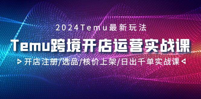 2024Temu跨境开店运营实战课，开店注册/选品/核价上架/日出千单实战课-知创网