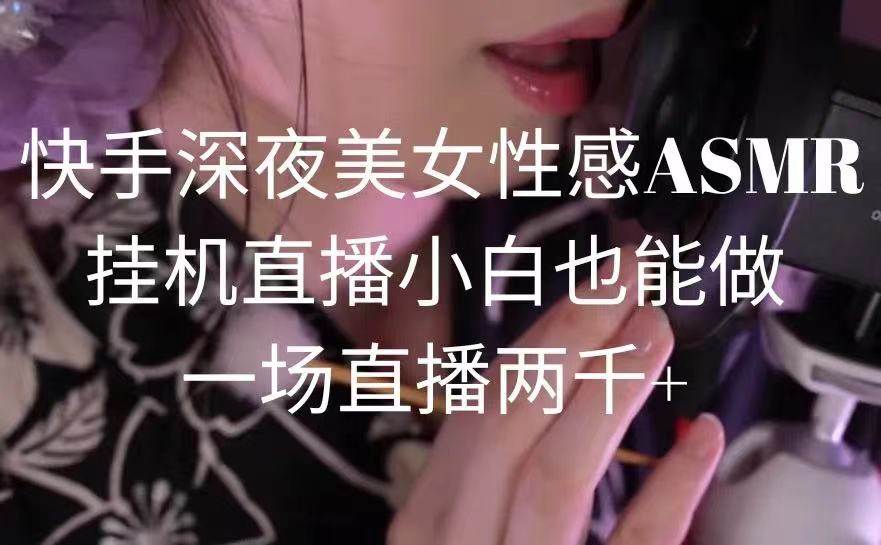 快手深夜美女性感ASMR挂机直播，小白也能做，一场直播两千+-知创网