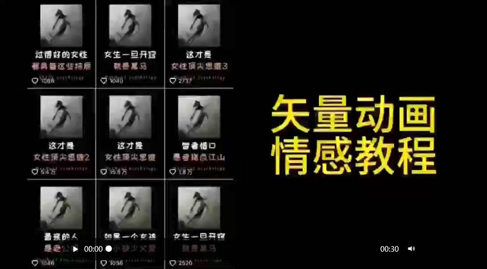 矢量动画情感教程：高点赞涨粉，适合情感、思维、创业教育等赛道-知创网