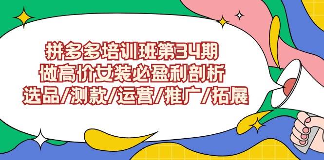 拼多多培训班第34期：做高价女装必盈利剖析  选品/测款/运营/推广/拓展-知创网