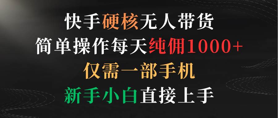 快手硬核无人带货，简单操作每天纯佣1000+,仅需一部手机，新手小白直接上手-知创网