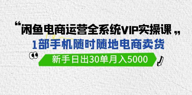 闲鱼电商运营全系统VIP实战课，1部手机随时随地卖货，新手日出30单月入5000-知创网
