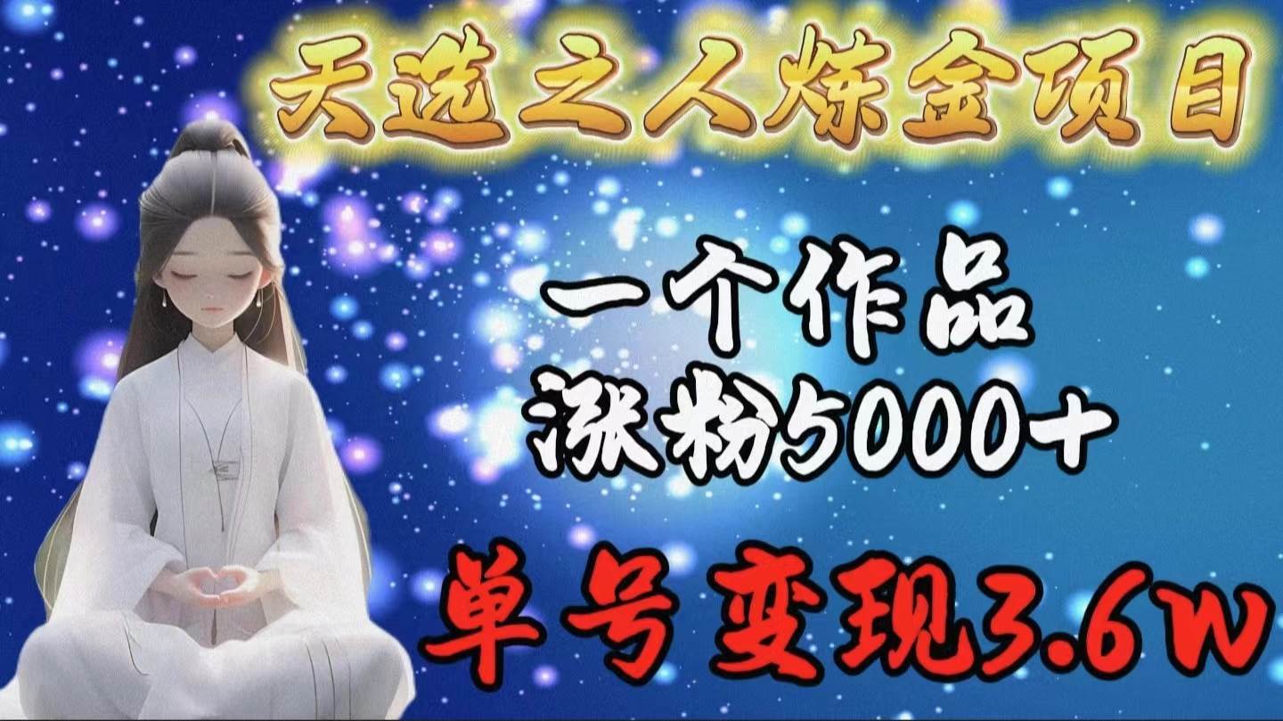 天选之人炼金项目，一个作品涨粉5000+，单号变现3.6w-知创网