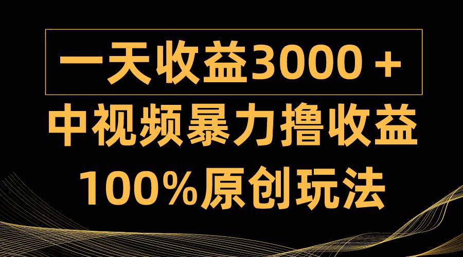中视频暴力撸收益，日入3000＋，100%原创玩法，小白轻松上手多种变现方式-知创网
