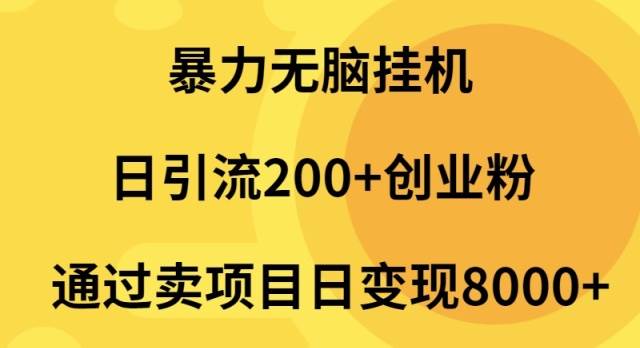 暴力无脑挂机日引流200+创业粉通过卖项目日变现2000+-知创网