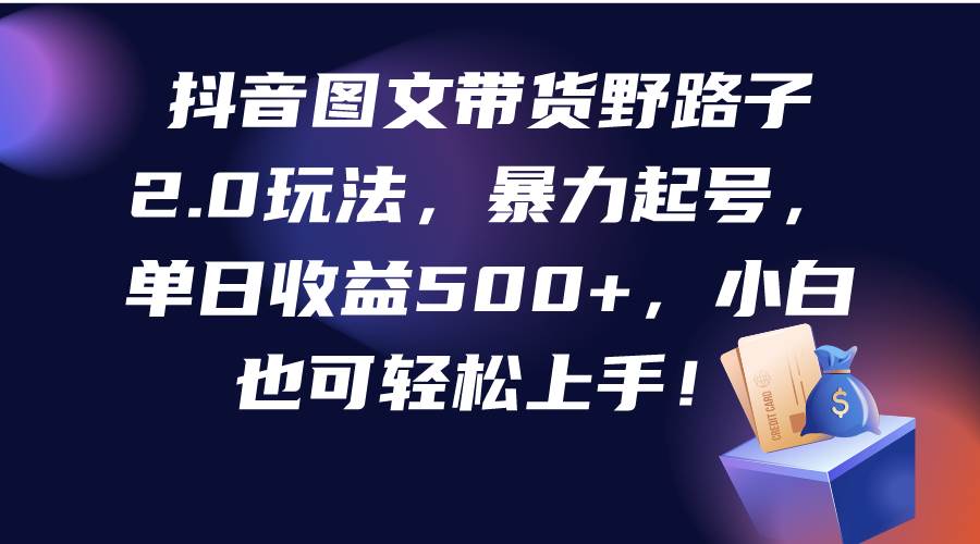 抖音图文带货野路子2.0玩法，暴力起号，单日收益500+，小白也可轻松上手！-知创网