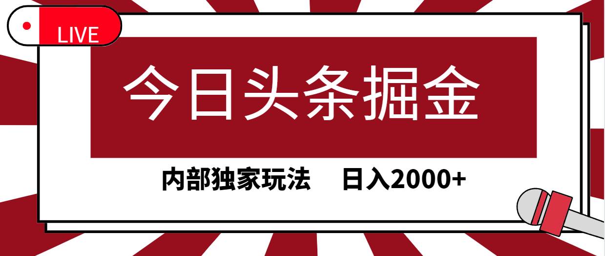 今日头条掘金，30秒一篇文章，内部独家玩法，日入2000+-知创网