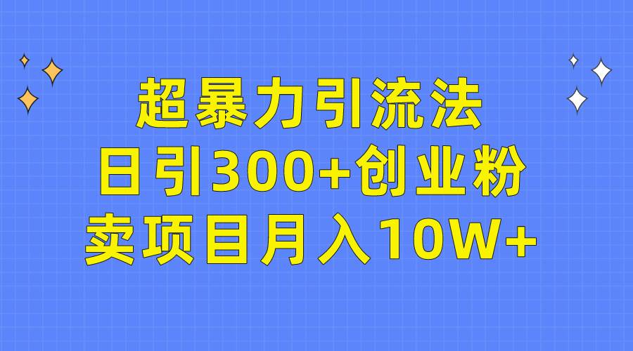 超暴力引流法，日引300+创业粉，卖项目月入10W+-知创网