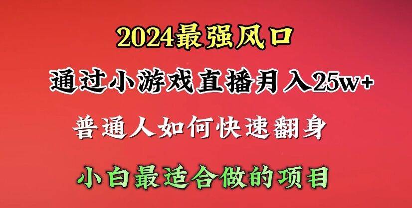 2024年最强风口，通过小游戏直播月入25w+单日收益5000+小白最适合做的项目-知创网