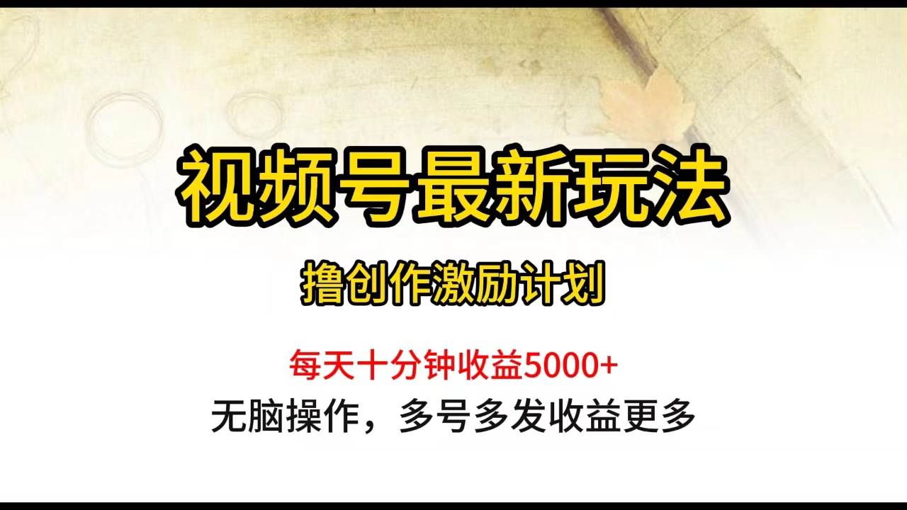 视频号最新玩法，每日一小时月入5000+-知创网
