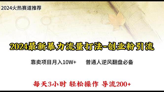 2024年最新暴力流量打法，每日导入300+，靠卖项目月入10W+-知创网