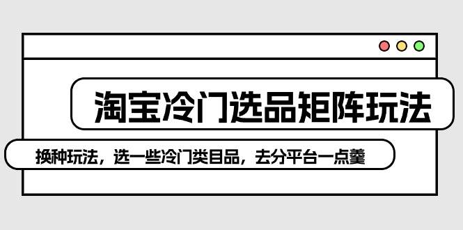 淘宝冷门选品矩阵玩法：换种玩法，选一些冷门类目品，去分平台一点羹-知创网
