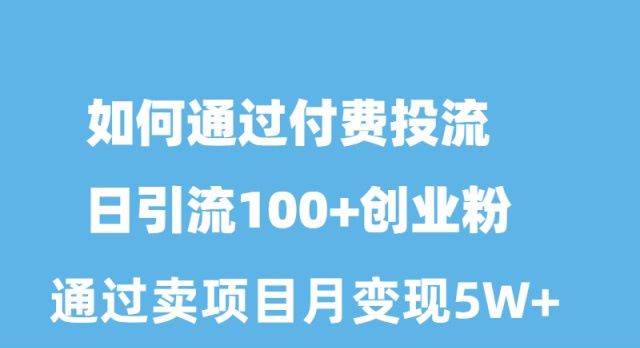 如何通过付费投流日引流100+创业粉月变现5W+-知创网