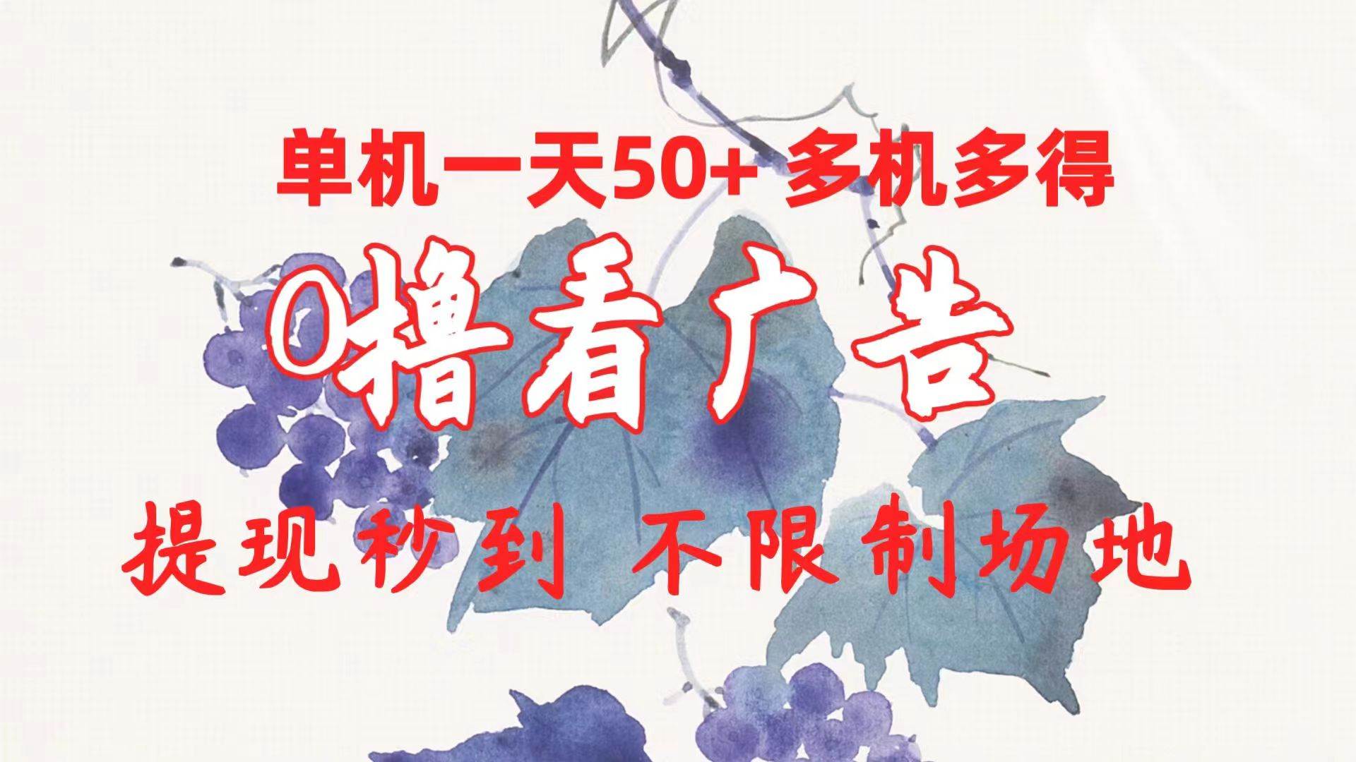 0撸看广告 单机一天50+多机多得 提现秒到 不限制场地操作-知创网