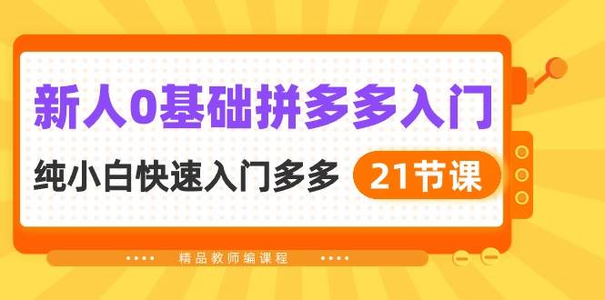 新人0基础拼多多入门，纯小白快速入门多多（21节课）-知创网