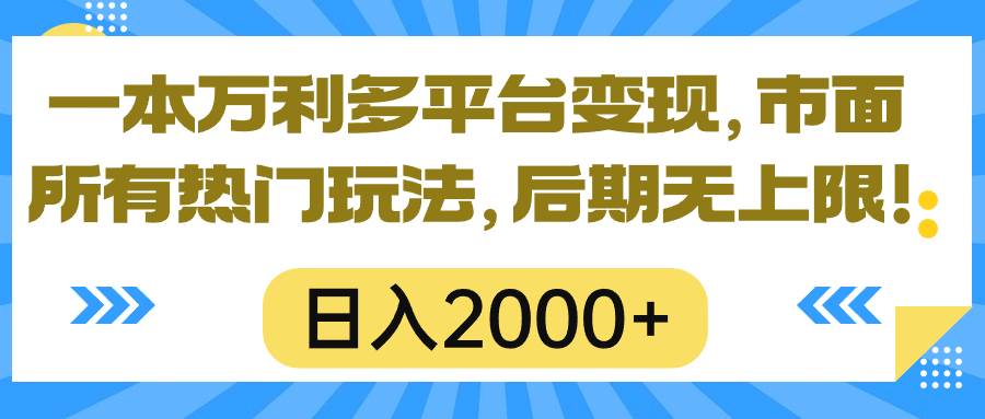 一本万利多平台变现，市面所有热门玩法，日入2000+，后期无上限！-知创网