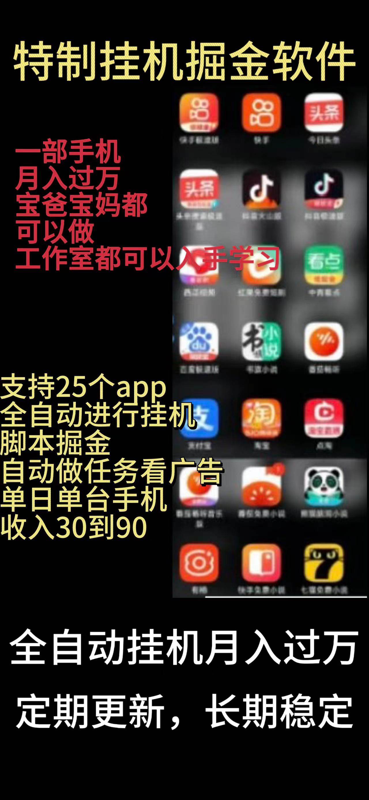 靠挂机月入过万，纯挂机适合宝爸宝妈学生党操作，24小时无脑挂机单机一…-知创网