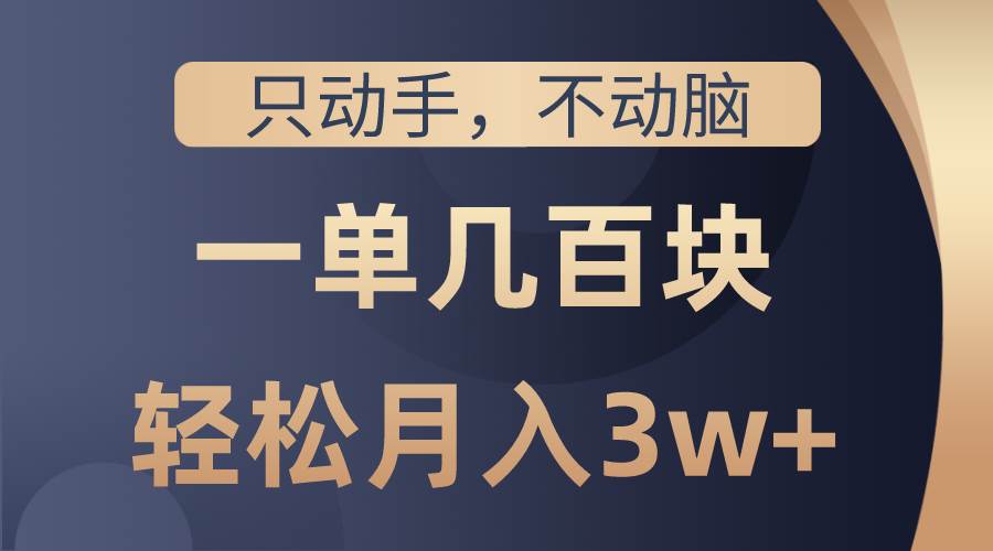 只动手不动脑，一单几百块，轻松月入3w+，看完就能直接操作，详细教程-知创网